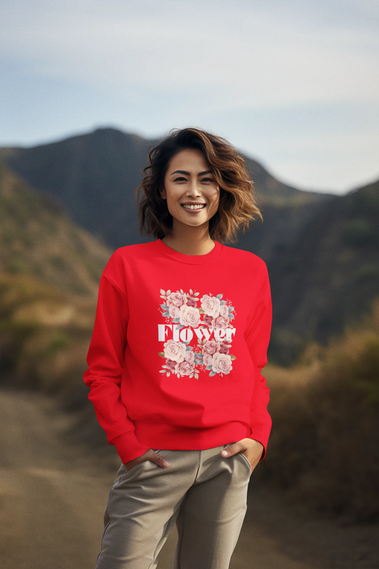 Floral Charm Sweatshirt - Beautiful Rose Design