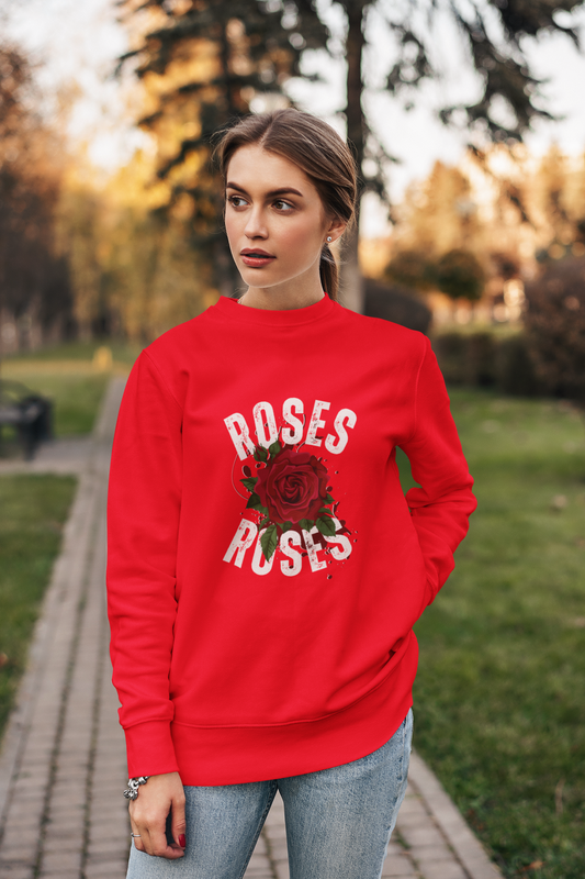 Bold Roses Sweatshirt - Stylish Floral Design