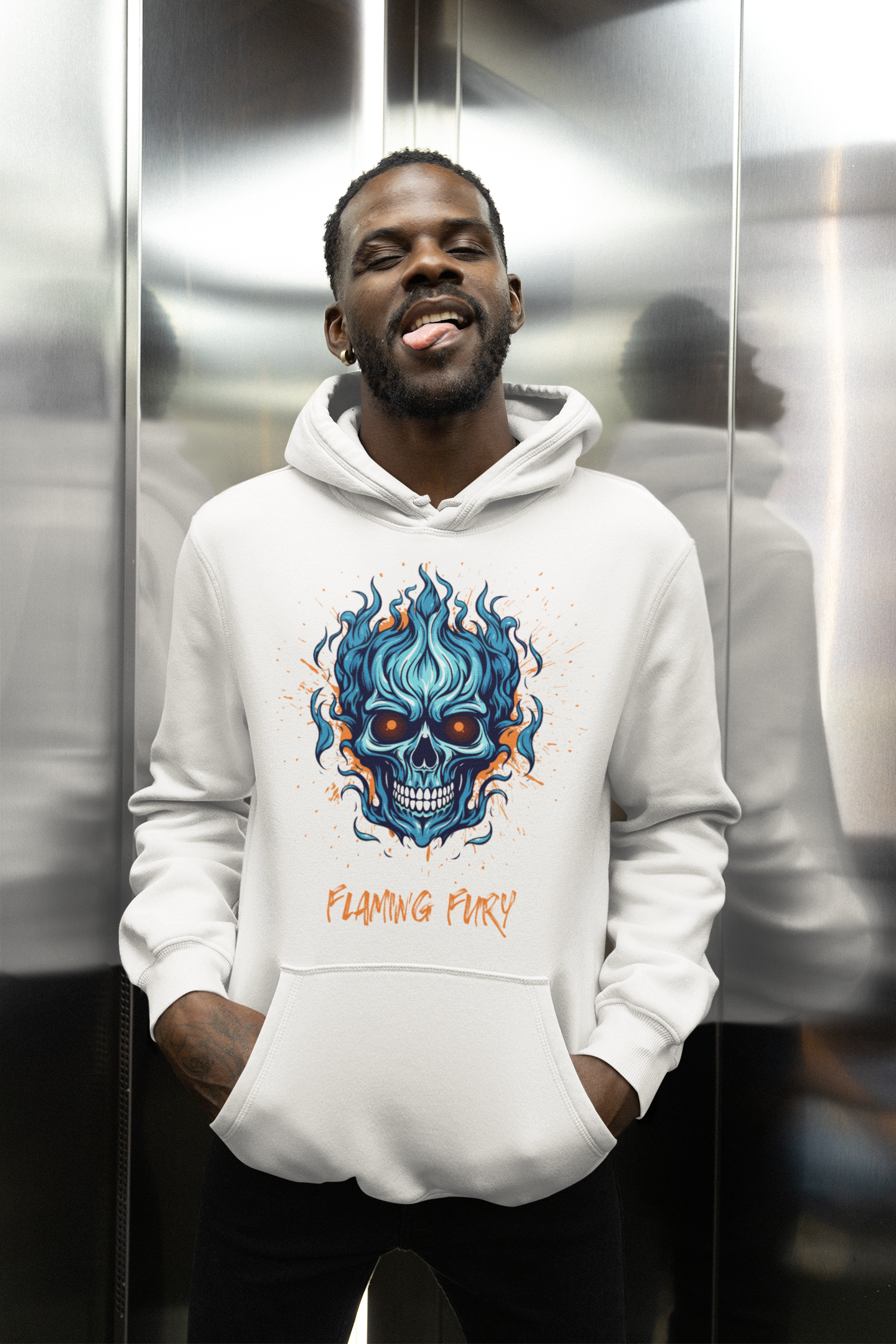 Flaming Fury Skull Hoodie - Bold Graphic Design