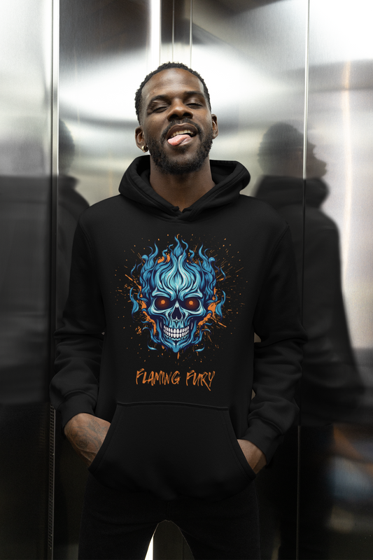 Flaming Fury Skull Hoodie - Bold Graphic Design