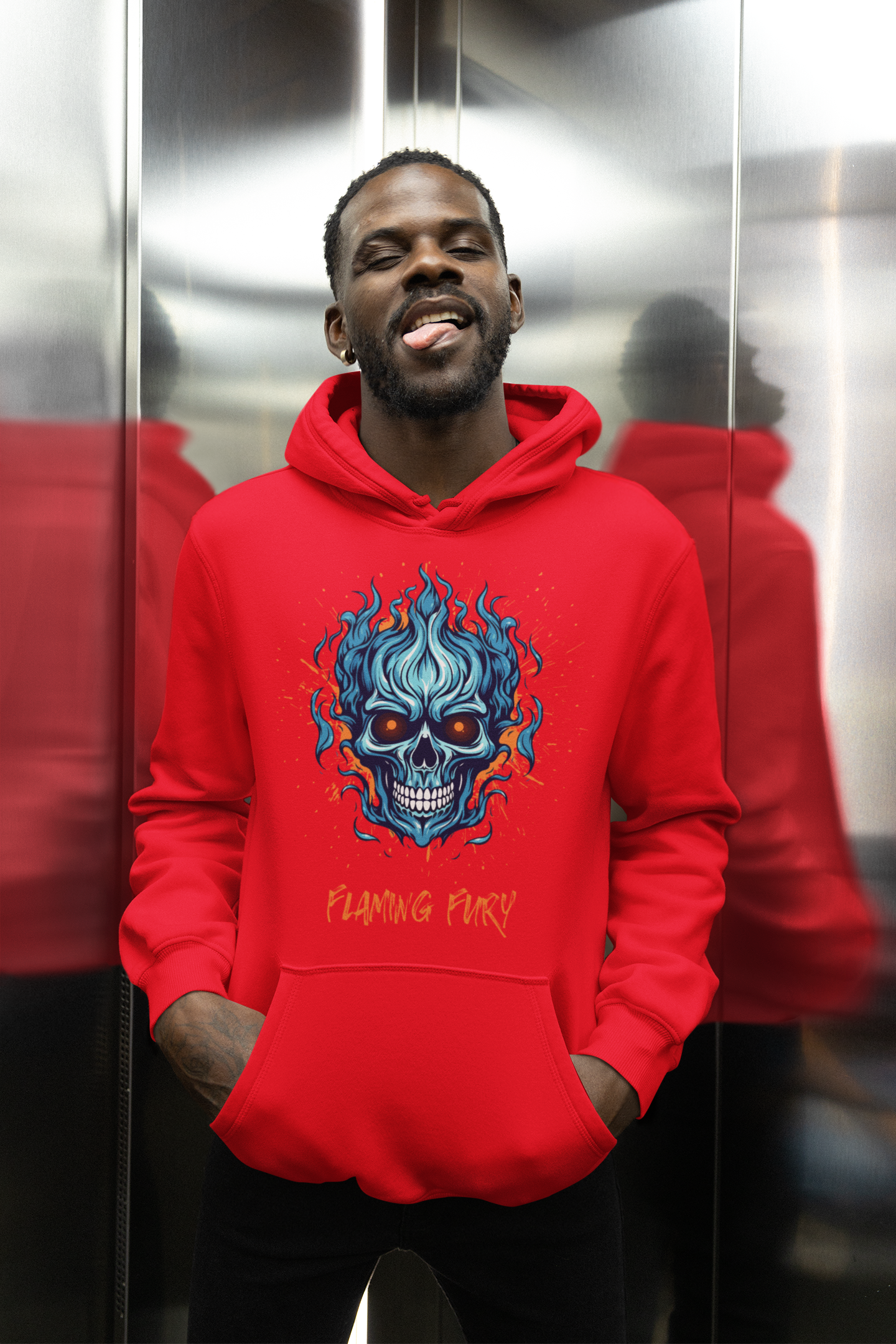 Flaming Fury Skull Hoodie - Bold Graphic Design