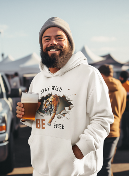 Stay Wild Hoodie - Be Free with Tiger Graphic