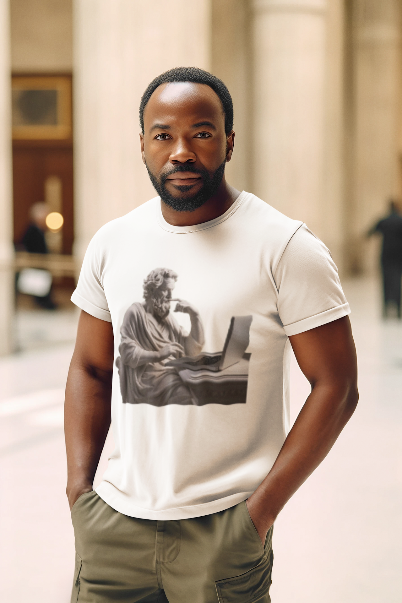 Timeless Statue Laptop Design T-Shirt