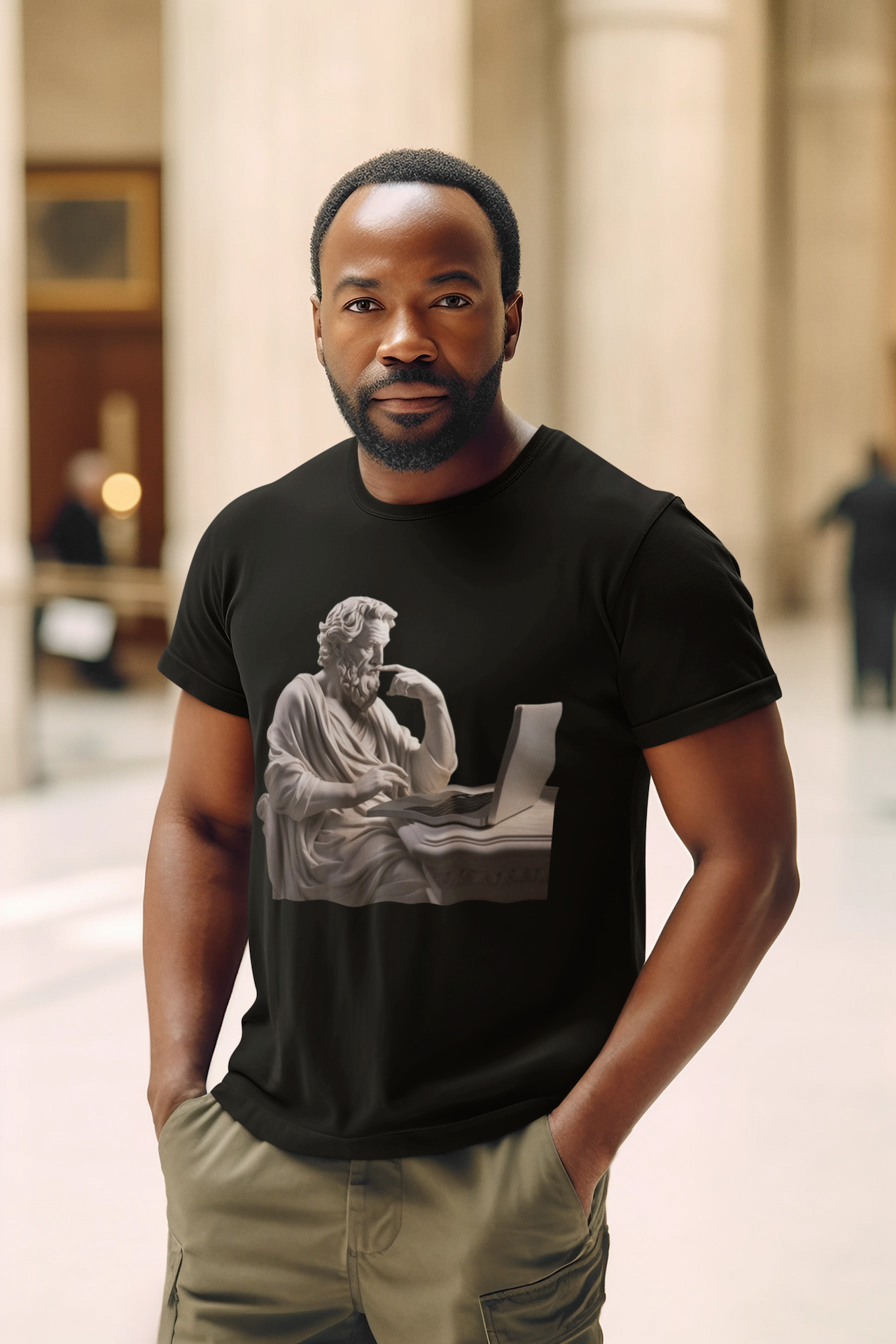 Timeless Statue Laptop Design T-Shirt