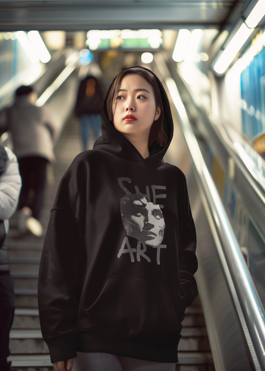 She Art Graphic Hoodie - Bold and Empowering Design