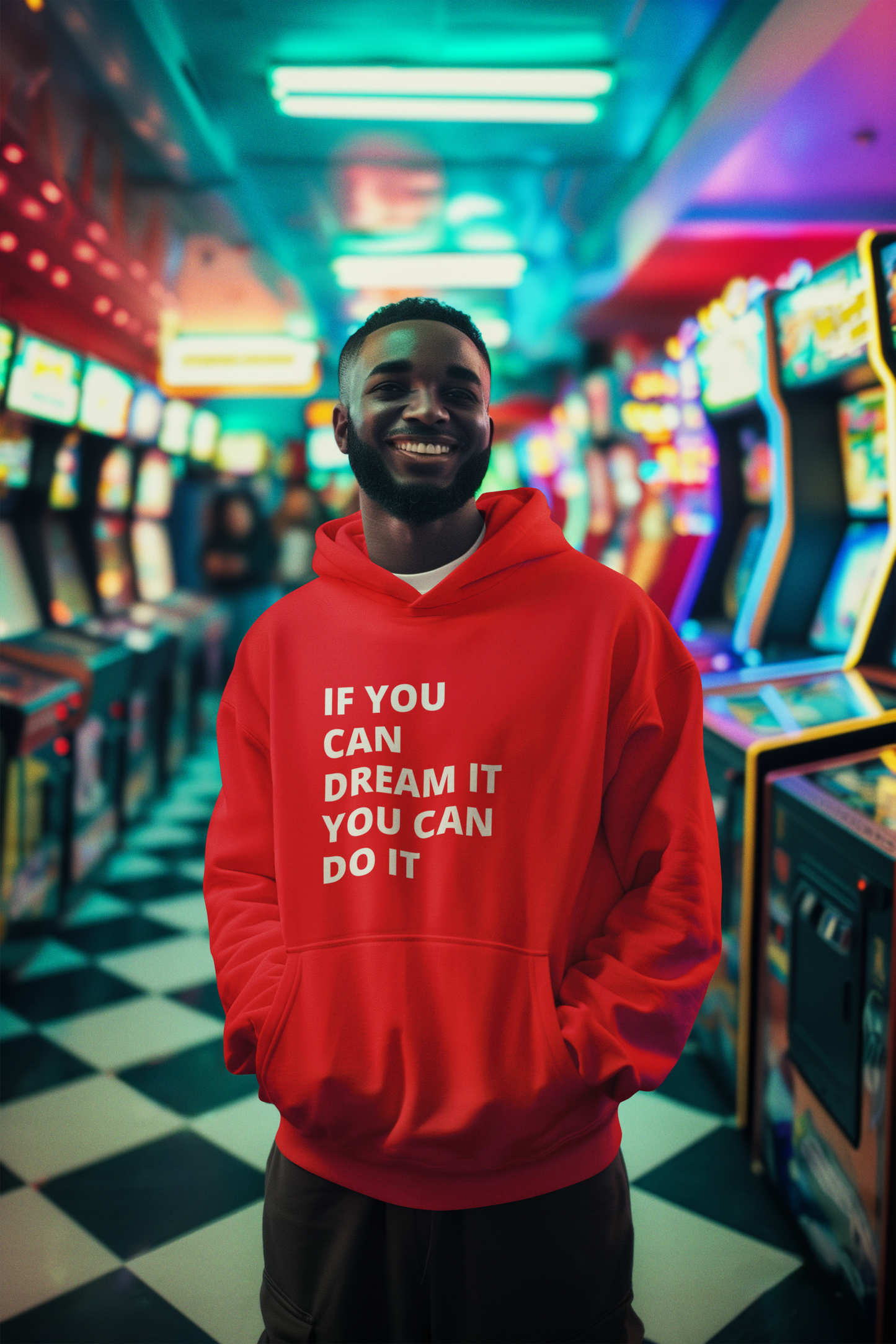 Motivational Arcade Hoodie – 'If You Can Dream It, You Can Do It'