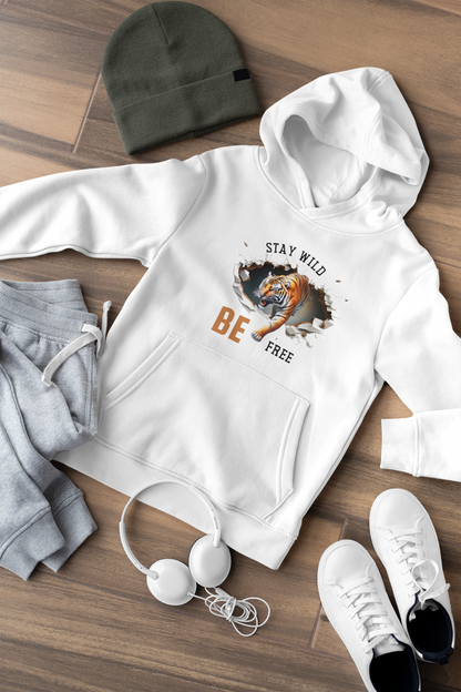 Stay Wild Hoodie - Be Free with Tiger Graphic