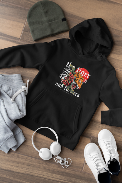 The Tiger and Flowers Hoodie – Bold Graphic Statement