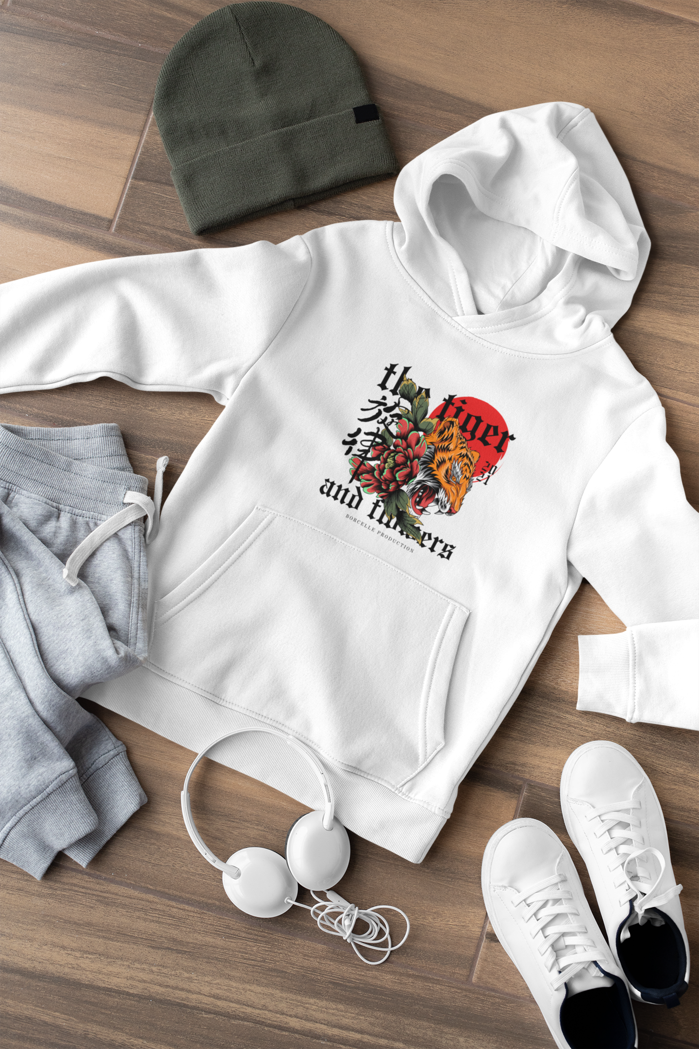 The Tiger and Flowers Hoodie – Bold Graphic Statement